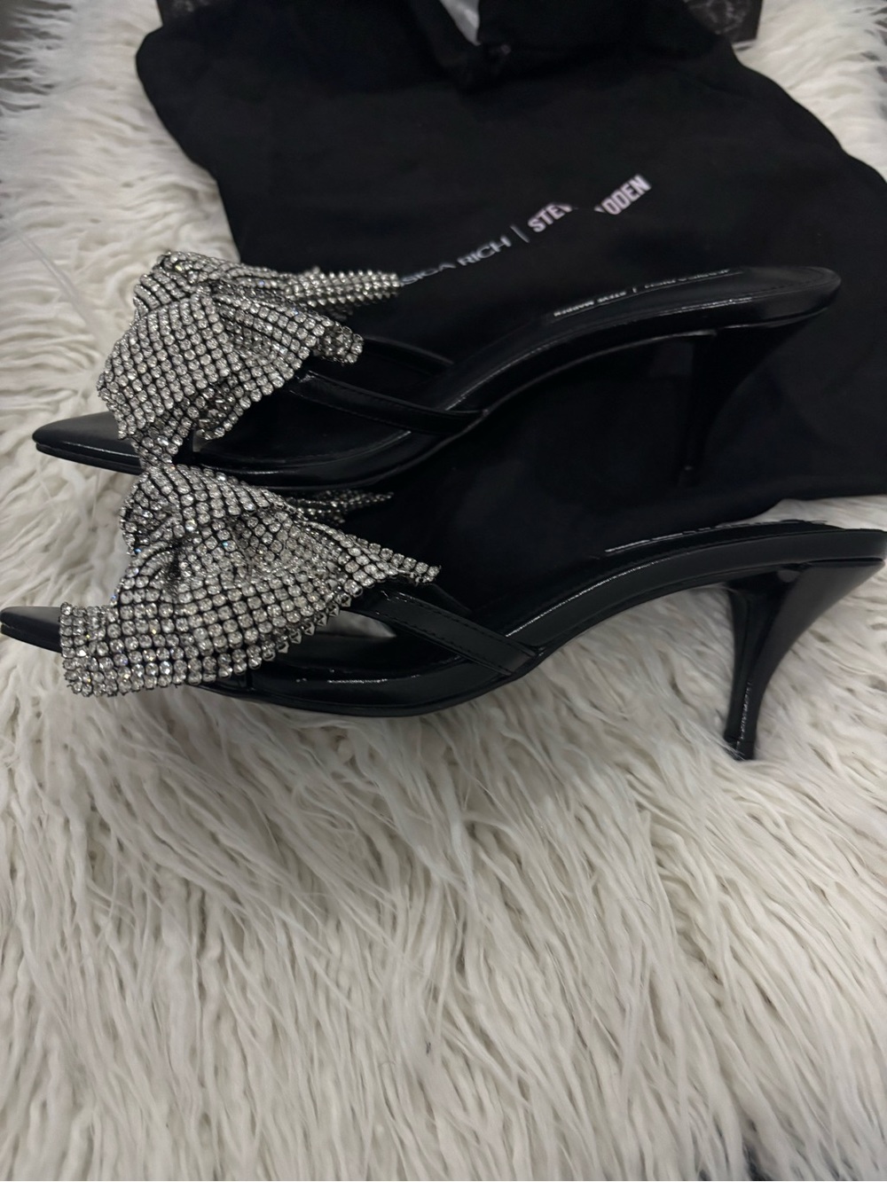 (NWT) Jessica Rich/Steve Madden Crystal Bow Slide Heels - Picture 7 of 9